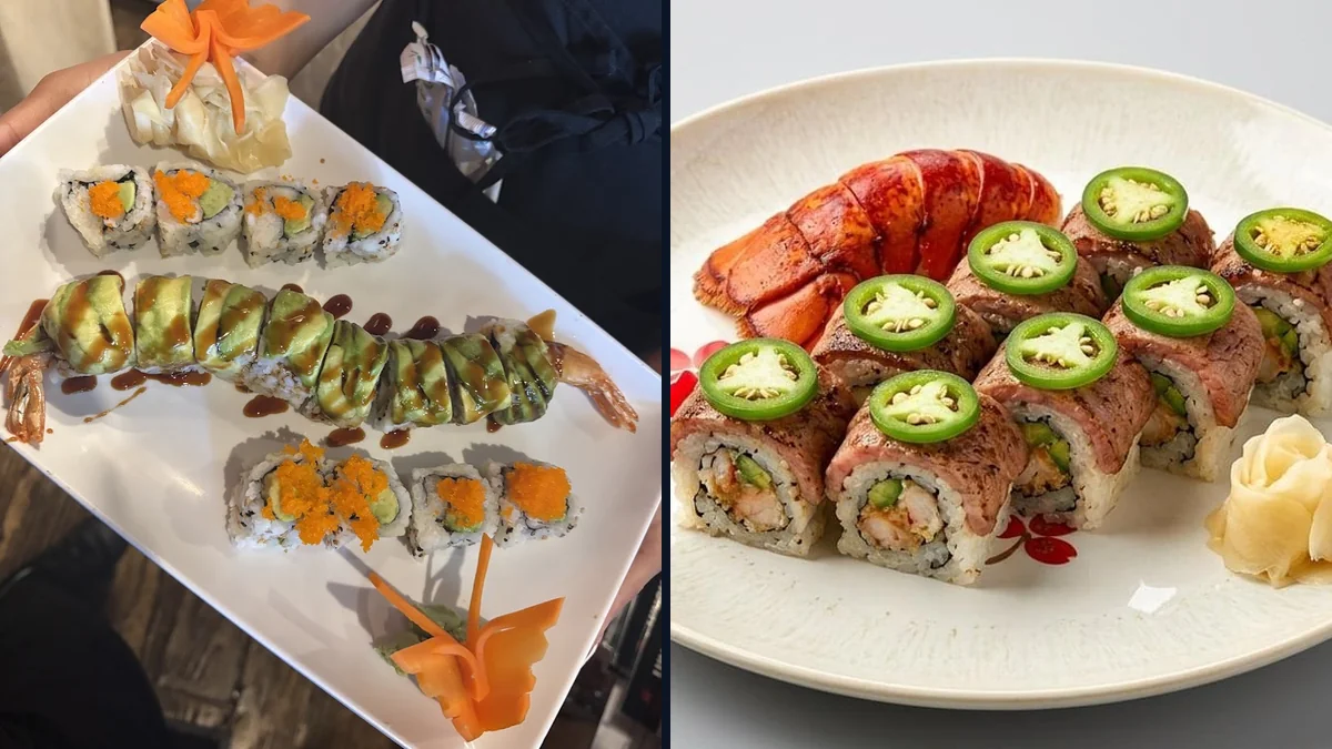Chinese and Japanese dishes served in a sunny dining space.