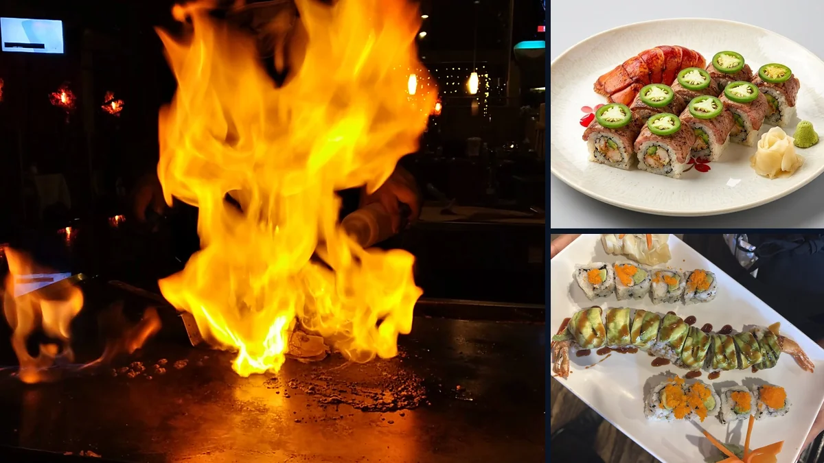 Chinese and Japanese dishes served in a sunny dining space.